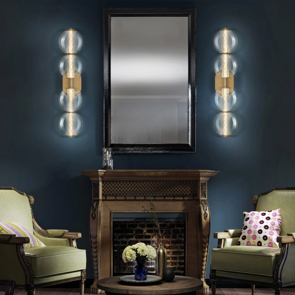 Applique bagno ATOMO oro 4 sfere vetro LED 18,5W Quintiesse