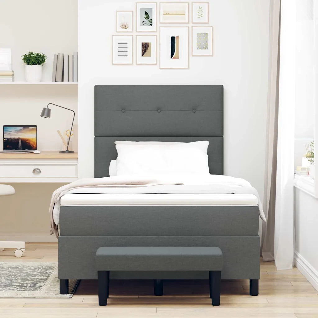 Letto a molle con materasso Grigio scuro 120 x 190 cm Tessuto 3344052