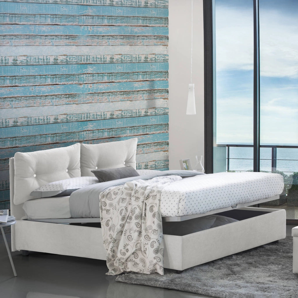Arieta, Letto Piazza e Mezza Materasso Incluso Made in Italy, Bianco