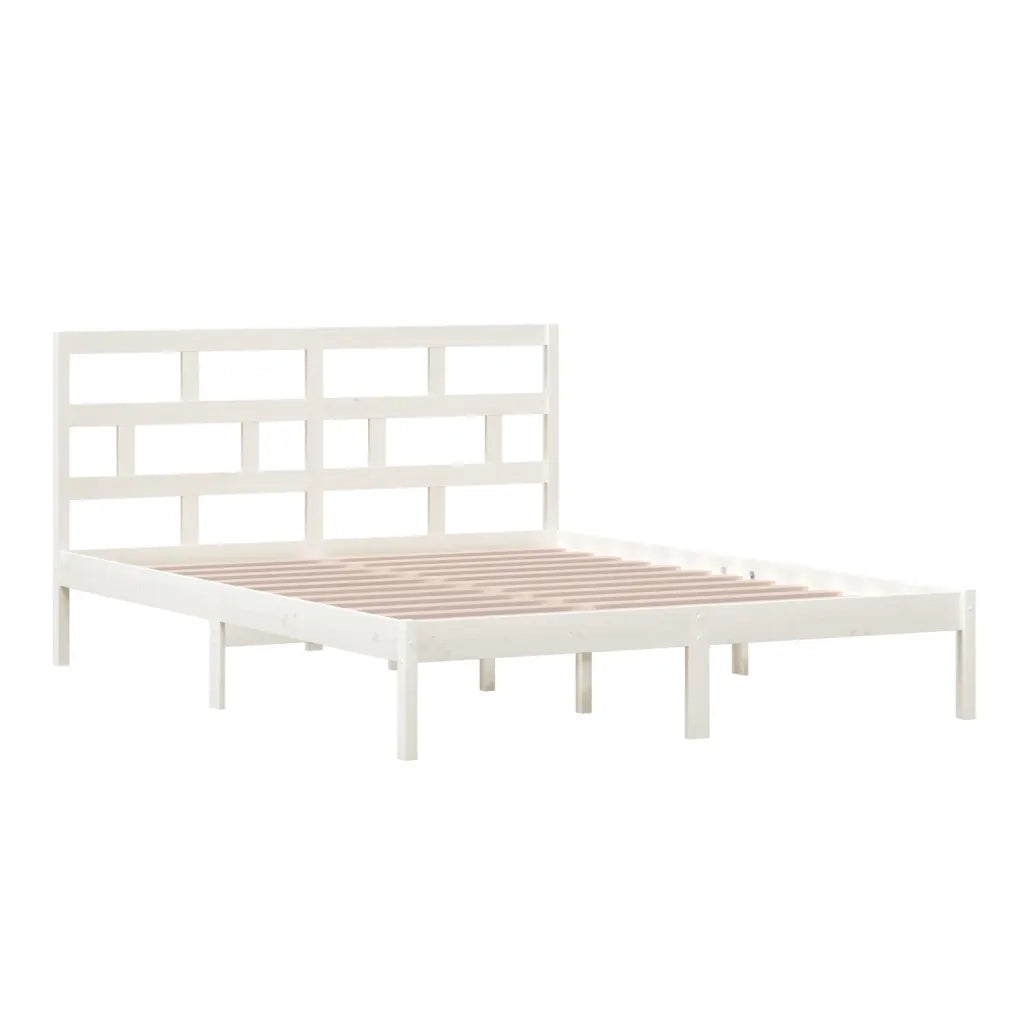 Letto matrimoniale | Letto per adulti | Giroletto Bianco 150x200 cm King in Legno Massello