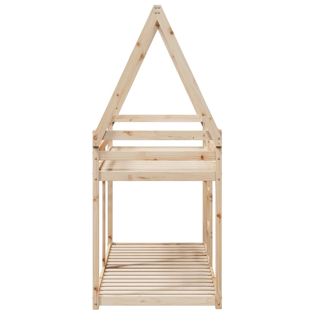 Letto singolo | Letto per adulti | Letto a Castello con Tetto 80x200 cm in Legno Massello di Pino