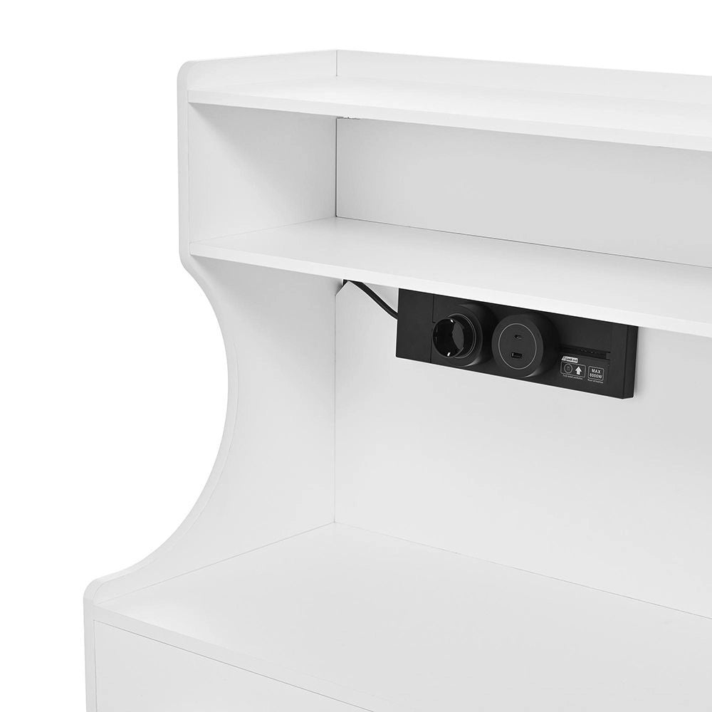 Armadio alto con prese elettriche - Xylo - Bianco - Con cassetti, porta bicchieri e ripiani regolabili