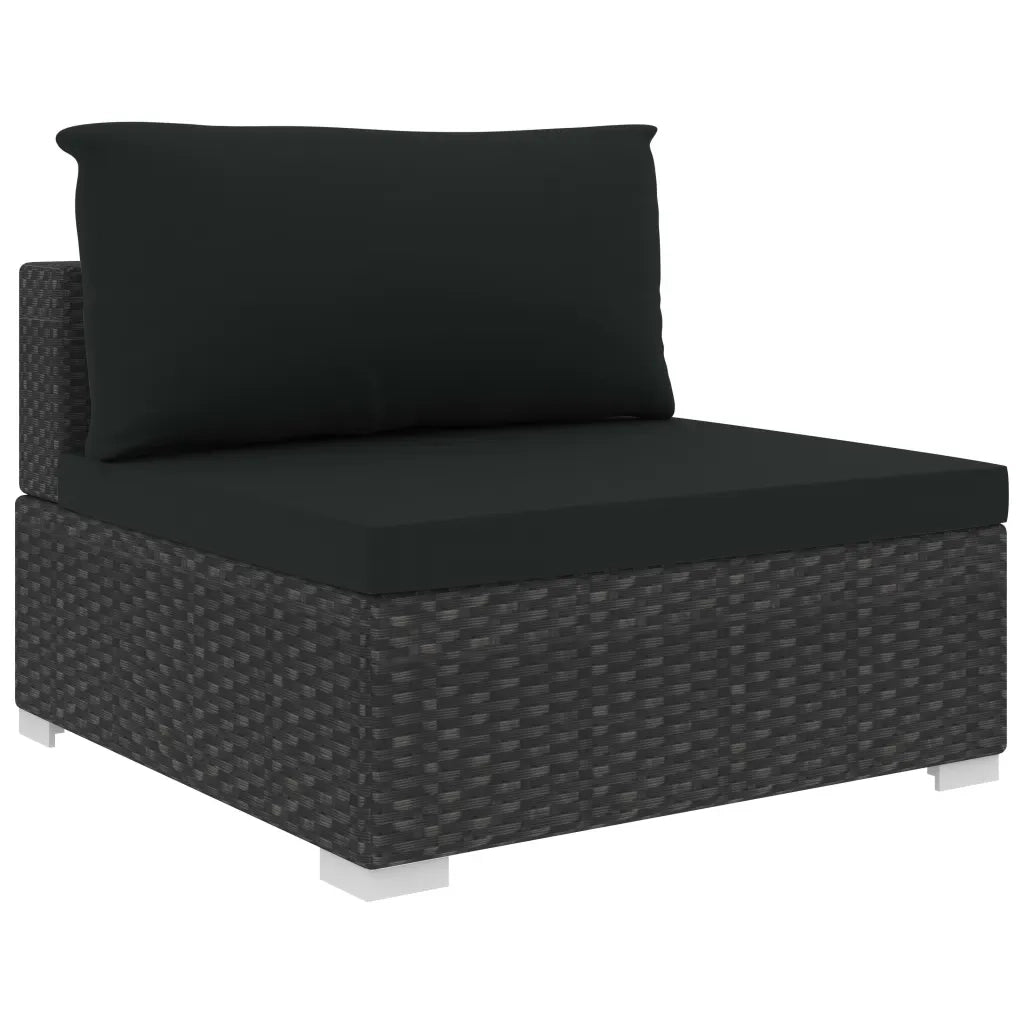 Set Divani da Giardino 5 pz con Cuscini in Polyrattan Nero