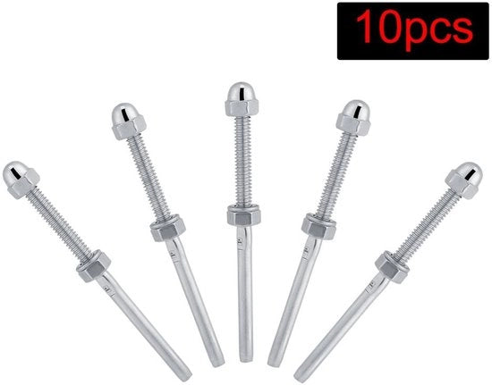 Manicotto per Handrail Tensioner in Acciaio Inox - 10 Unità per Sistemi di Cavi da 1/8 - Duraturo e Resistente - Ideale per l'Installazione - Fissaggio di Cavi - Adatto per...