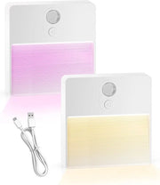 Due pezzi - Sensore di movimento Lampada notturna per interni - Lampada alimentata a batterie con illuminazione RGB - Lampada adesiva magnetica per armadi - Bagno - WC - Camera da bagno - Sotto armadi - Corridoio - Scale - Camera da letto - Cucina