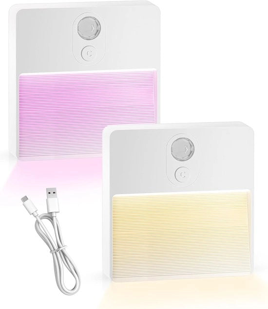 Due pezzi - Sensore di movimento Lampada notturna per interni - Lampada alimentata a batterie con illuminazione RGB - Lampada adesiva magnetica per armadi - Bagno - WC - Camera da bagno - Sotto armadi - Corridoio - Scale - Camera da letto - Cucina