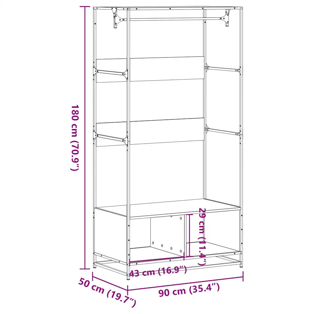 Armadio Nero 90x50x180 cm in Truciolato CFW6835948