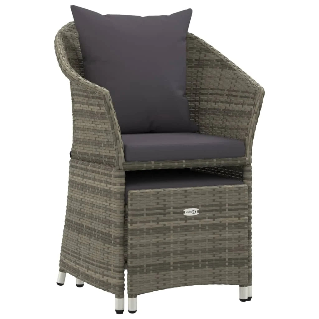 Set di mobili da giardino mobili da esterno set da 2 pezzi con cuscini resina intrecciata grigia 02_0015895