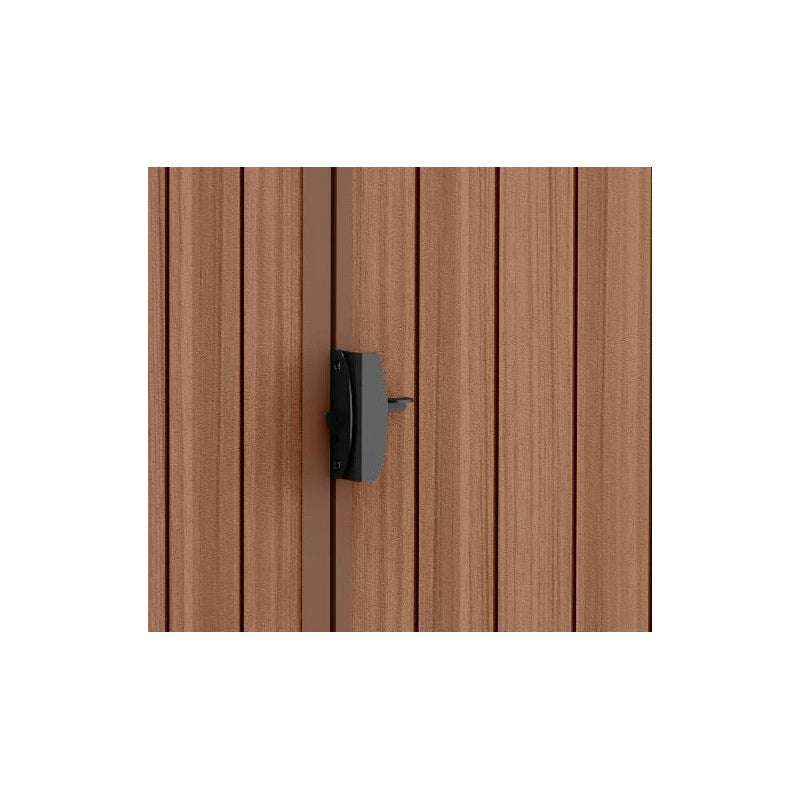 Casetta da giardino in resina EVOTECH+ effetto legno 125,8x184,5x205,1 cm - con pavimento rialzato e finestra laterale - Marrone – Keter