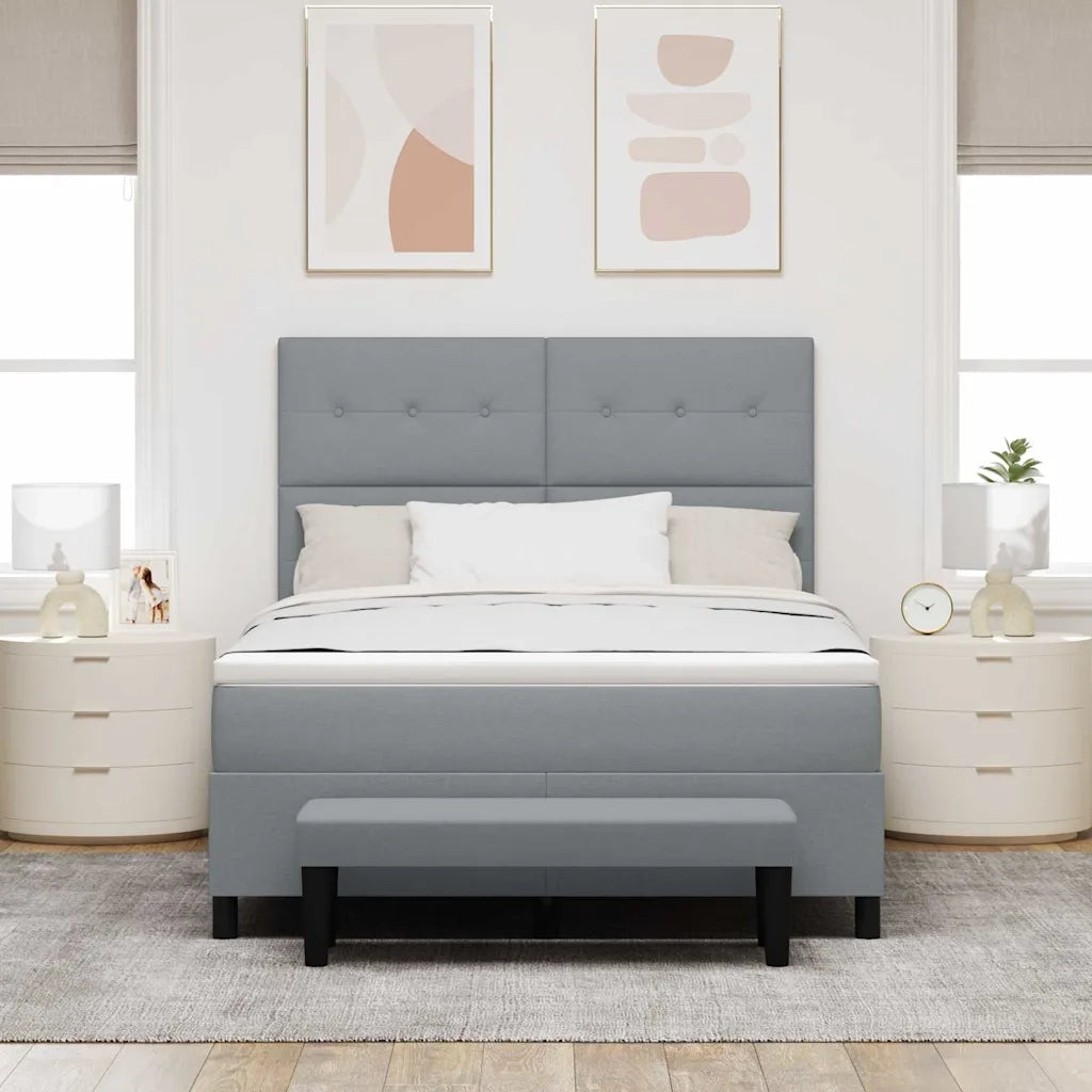 Letto a molle con materasso Grigio chiaro 140 x 200 cm Tessuto