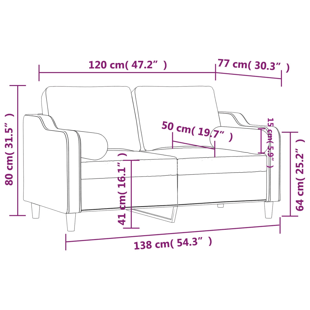 Divano a 2 Posti con Cuscini-Sofa 2 Posti con Cuscini Giallo Chiaro 120 cm in Tessuto 215588