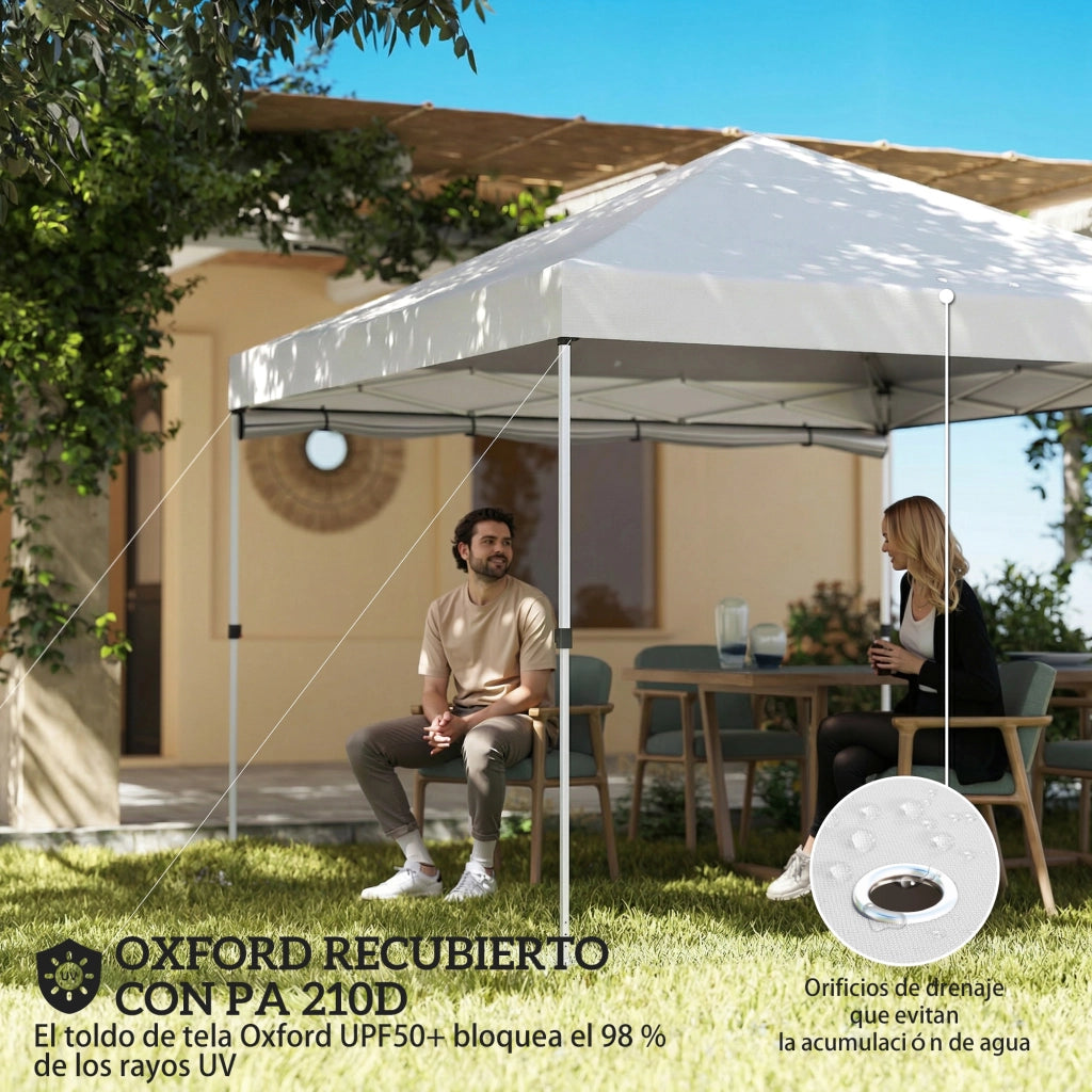 Tenda da giardino pieghevole 3x3 m ¨C zephmum ¨C bianco con pareti laterali UPF50+