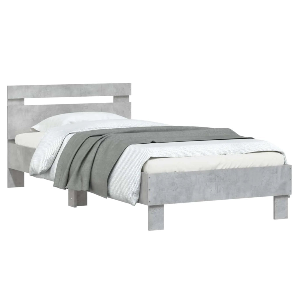 Struttura letto con testata-Giroletto Grigio Cemento 80 x 200 cm 534279