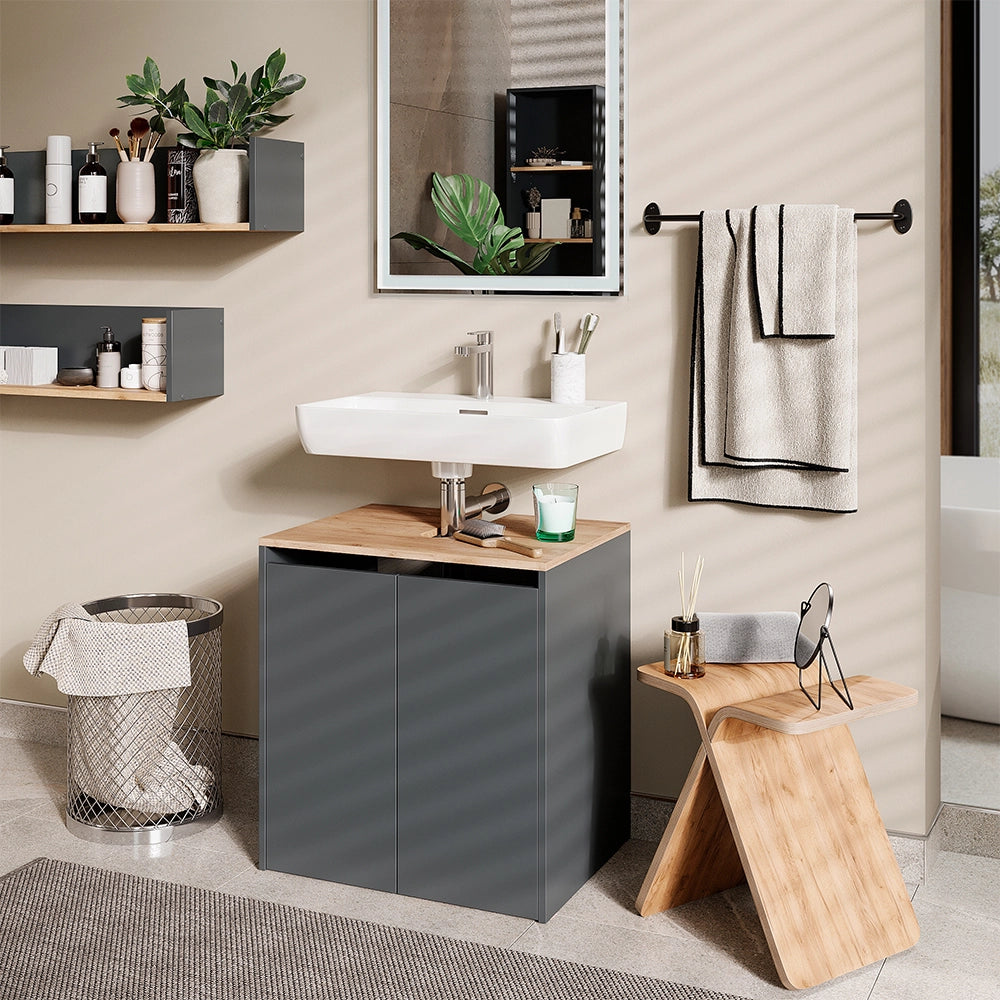 Vicco Mobile sottolavabo per bagno Antracite/quercia dorata 60.2 x 65 cm