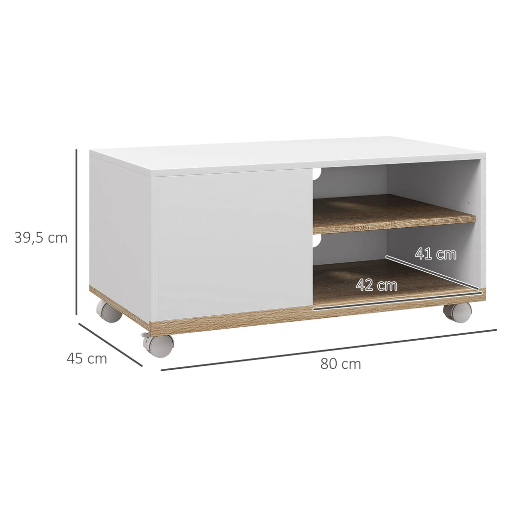 Mobile TV con Ruote e Ante ¨C Zephmum ¨C Bianco 80x45x41 cm