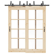 Kit di Binari per Porte Scorrevoli 200 cm Acciaio Nero