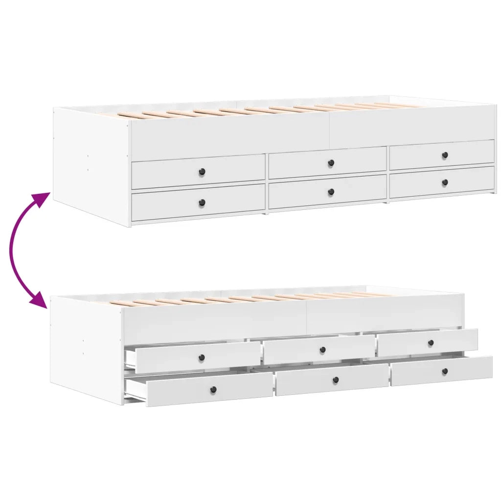 Divano Letto con Cassetti senza Materasso Bianco 75x190 cm 3280888