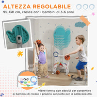 Canestro Basket per Bambini Regolabile 5 in 1 Porta da Calcio e Golf Azzurro