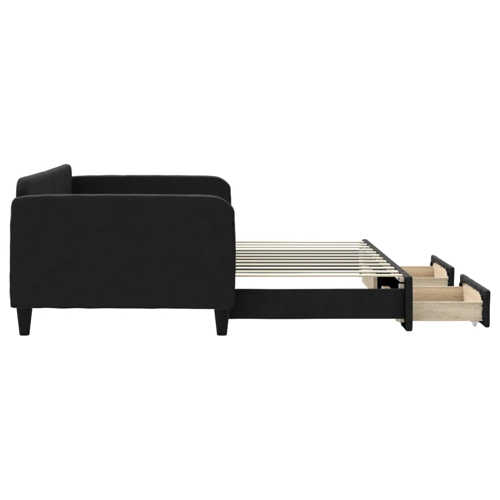 Divano Letto Estraibile con Cassetti Nero 100x200 cm in Tessuto 3196859