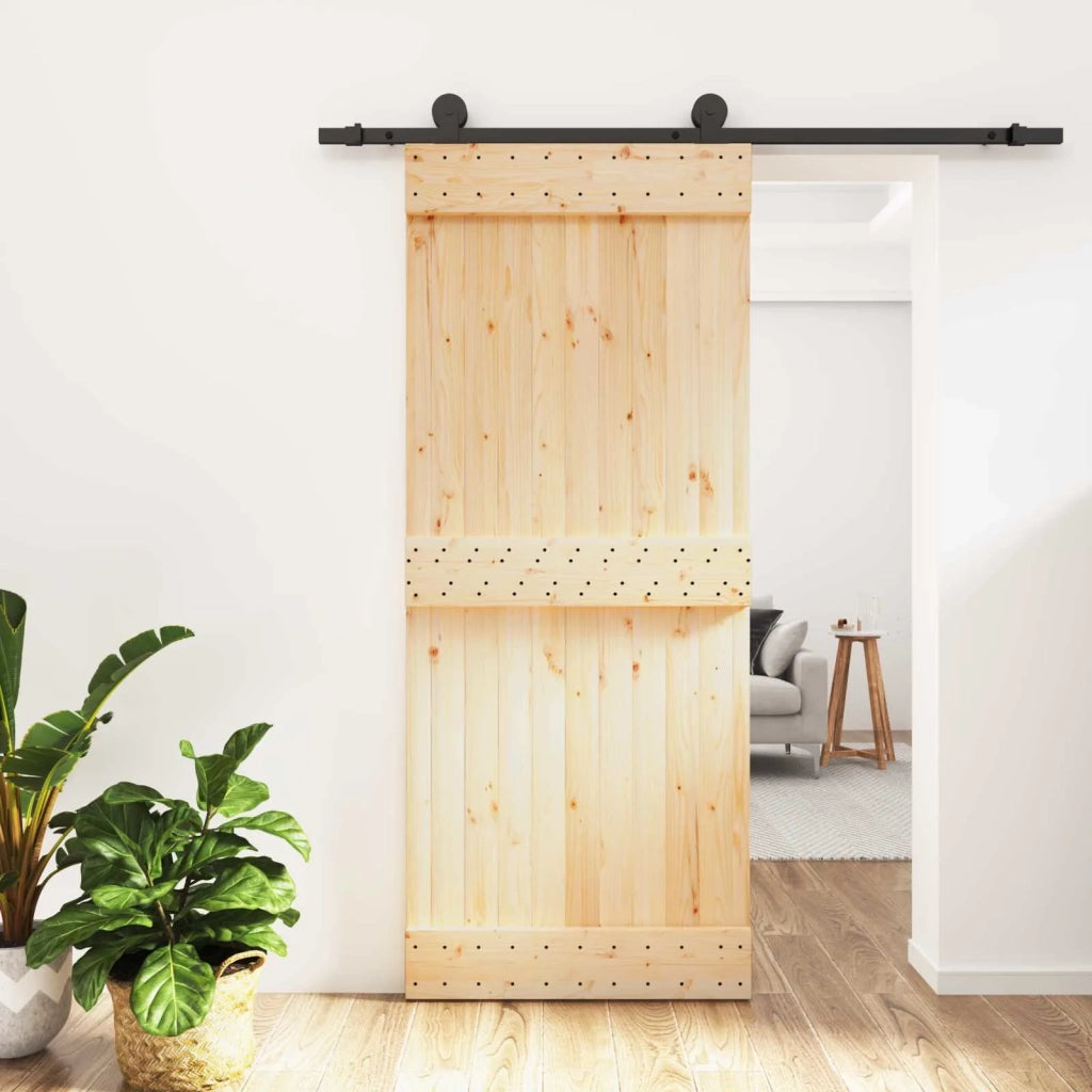 Porta scorrevole Naturale e Nero 85 x 210 cm 3444973