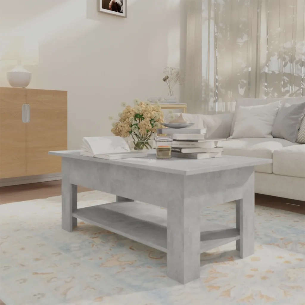 Tavolino da Salotto Grigio Cemento 102x55x42 cm in Truciolato 810257