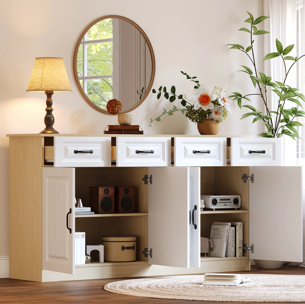 Credenza moderna in MDF 160 cm con 4 ante, 4 cassetti e ripiani regolabili