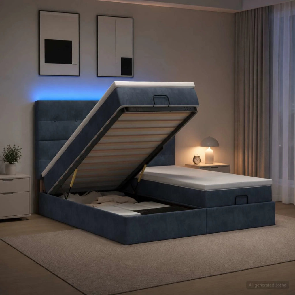 Letto Ottomano con Materasso e LED Grigio Scuro 180 x 200 cm 3458497