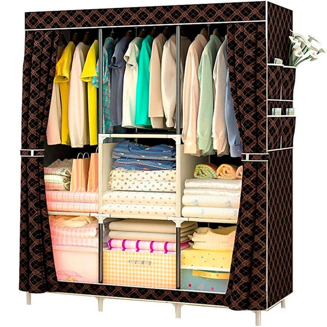 Cabina armadio in tessuto con tasche laterali 158x106x105 cm (Nero)