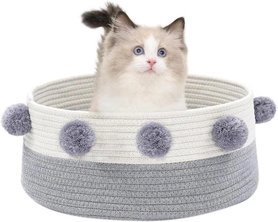 Letto per gatti o piccoli cani pieghevole in cotone lavabile (bianco crema)
