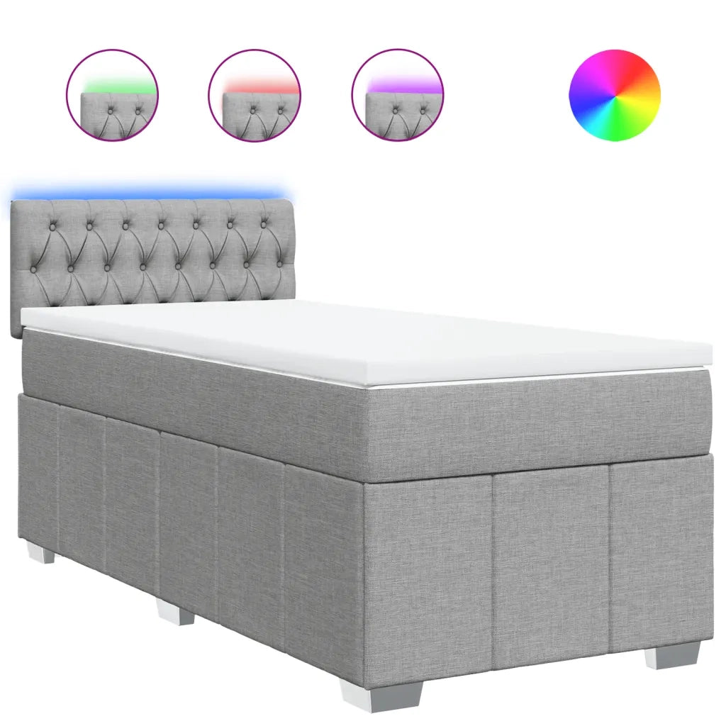 Giroletto a Molle con Materasso Grigio Chiaro100x200 cm Tessuto 3289286