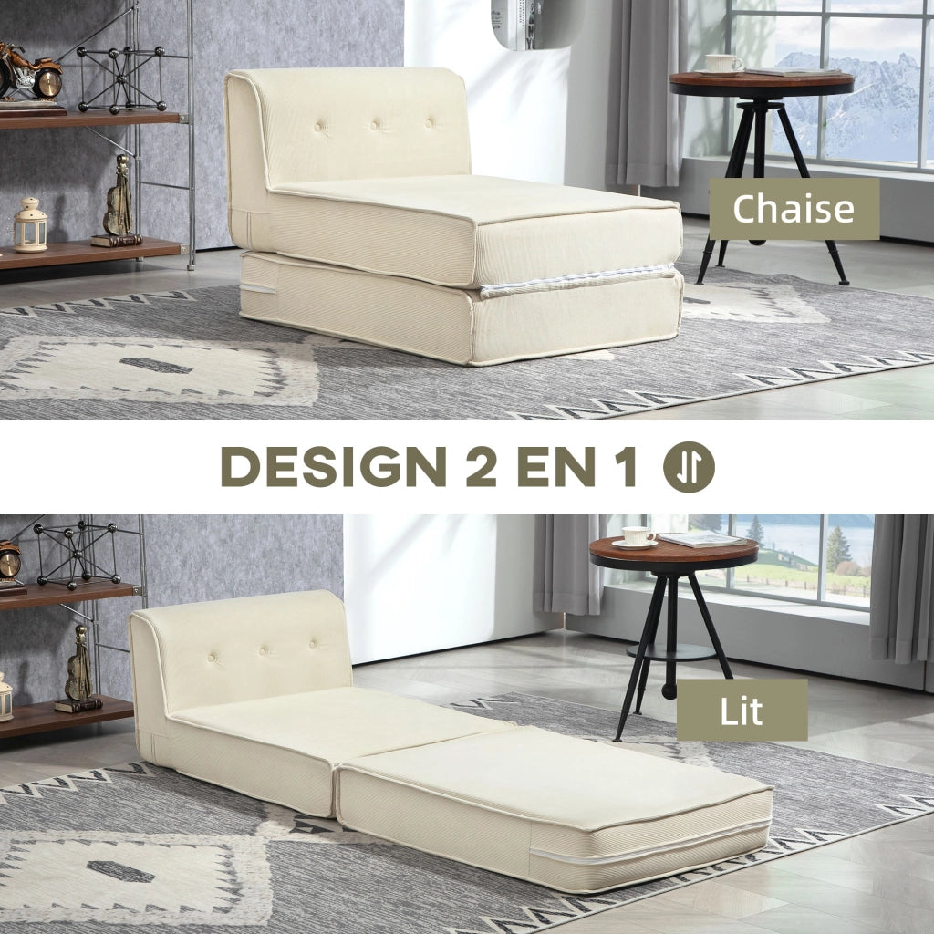 Letto Divano Pieghevole Imbottito ¨C Zephmum ¨C Bianco 90x200