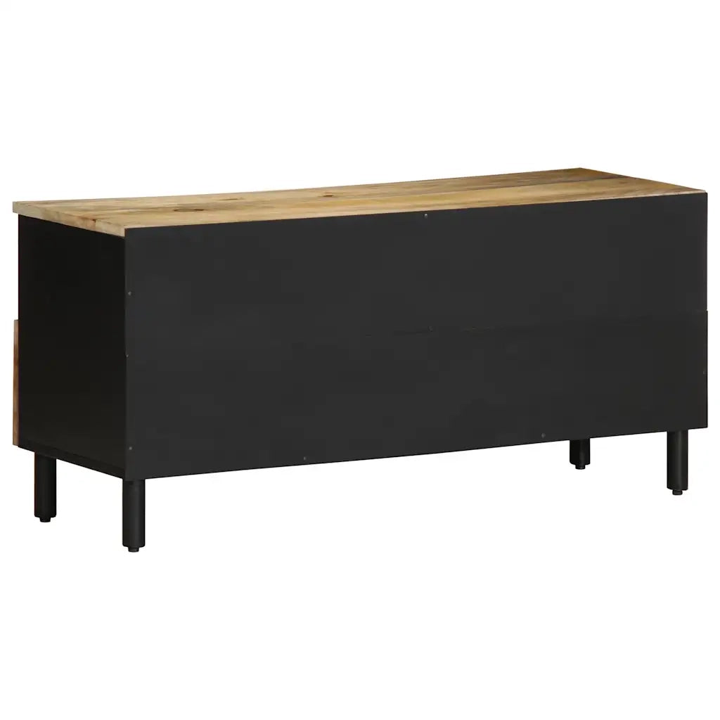 Mobile Porta TV Nero 100x33,5x46 cm Legno Massello Mango Grezzo 4018646