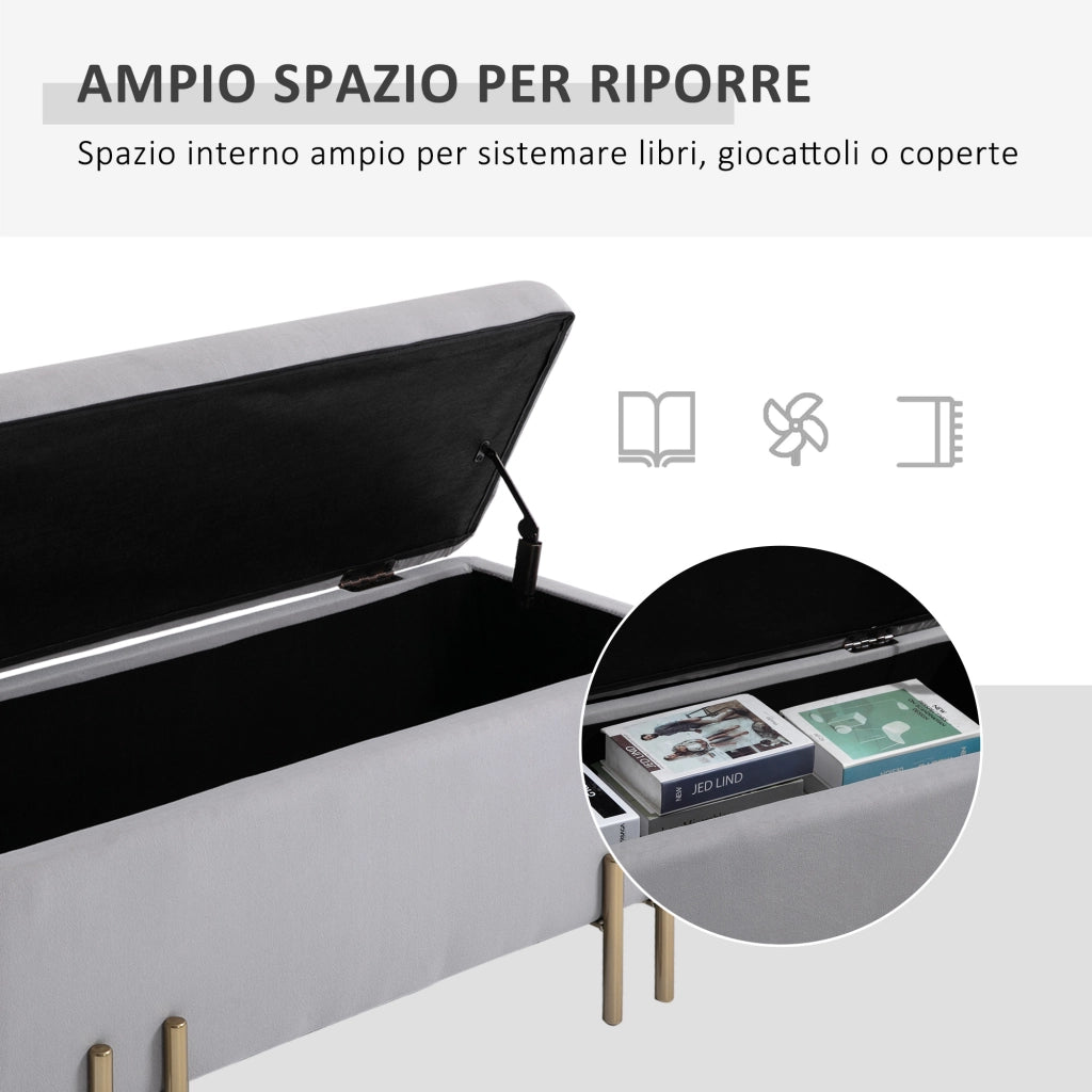 Panca Contenitore Imbottita ¨C Zephmum ¨C Grigio 100x40x42 cm