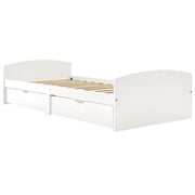Giroletto con 2 Cassetti-Struttura Letto con contenitore Bianco in Legno di Pino 90x200 cm
