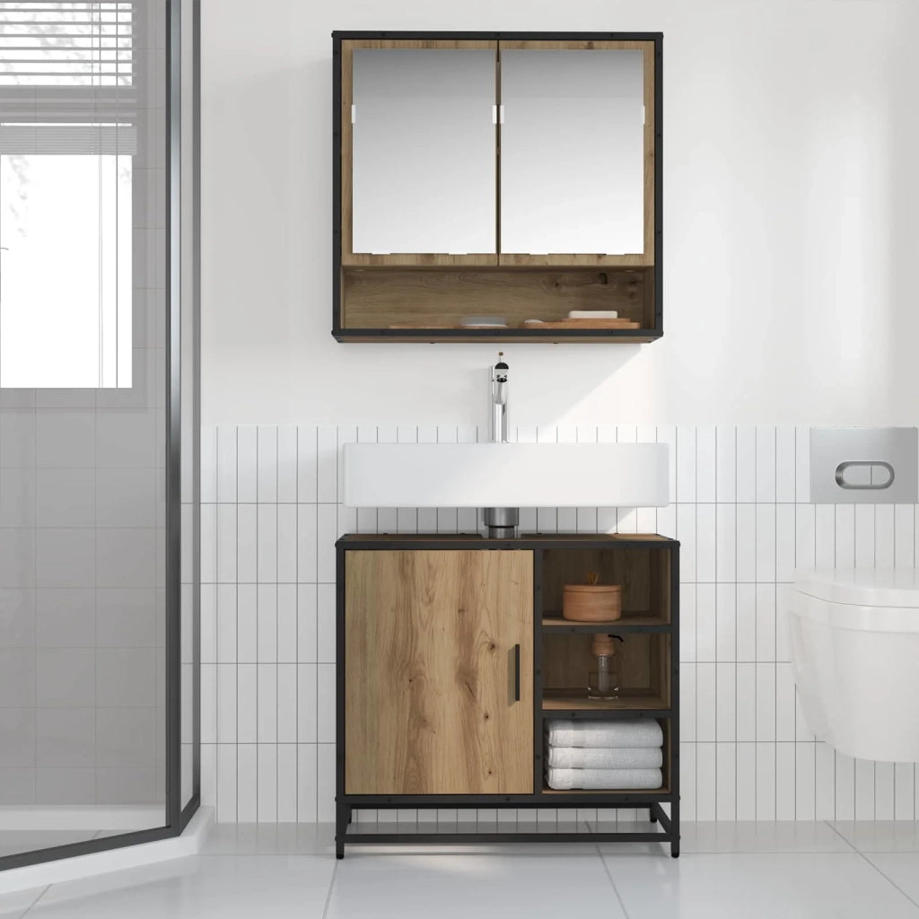 Set di mobili per il bagno con porta 2 pcs Rovere artigianale