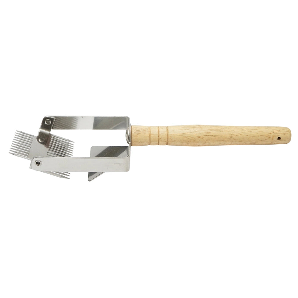 Forchetta per disopercolare, decapsulare miele in acciaio inox con manico in legno.