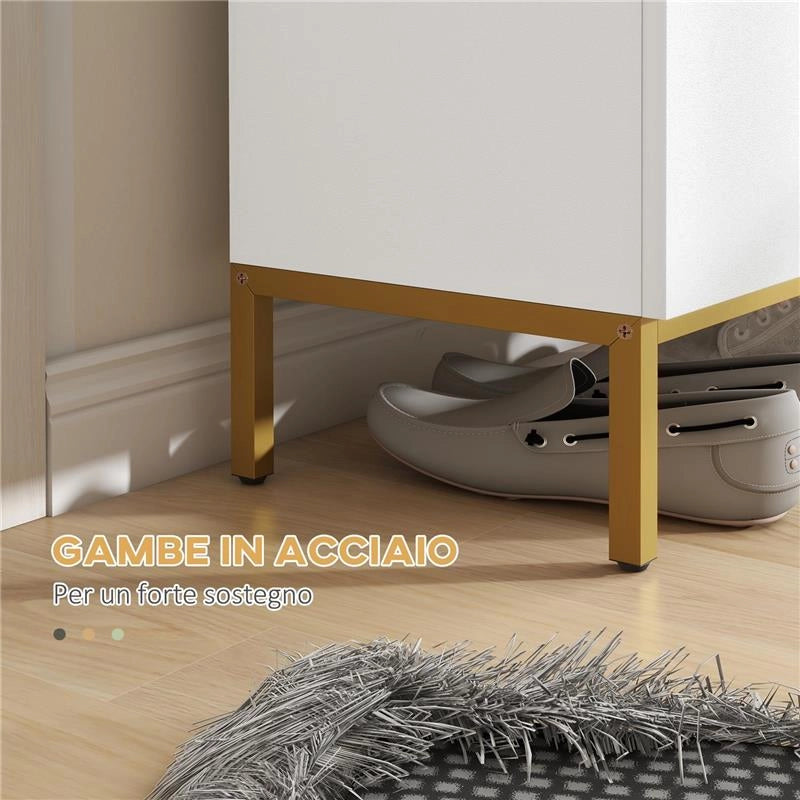 MOBILE SCARPIERA PER 15-20 PAIA DI SCARPE, RIPIANI REGOLABILI E CHIUSURA AMMORTIZZATA, BIANCO 72L X 31.5P X 95A CM