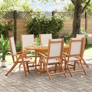 Set da pranzo da giardino 7 pezzi in legno massello di acacia e textilene, set tavolo e sedie da giardino, tavolo terrazza esterna e sedie, set terrazza, mobili da giardino esterno - 3279295