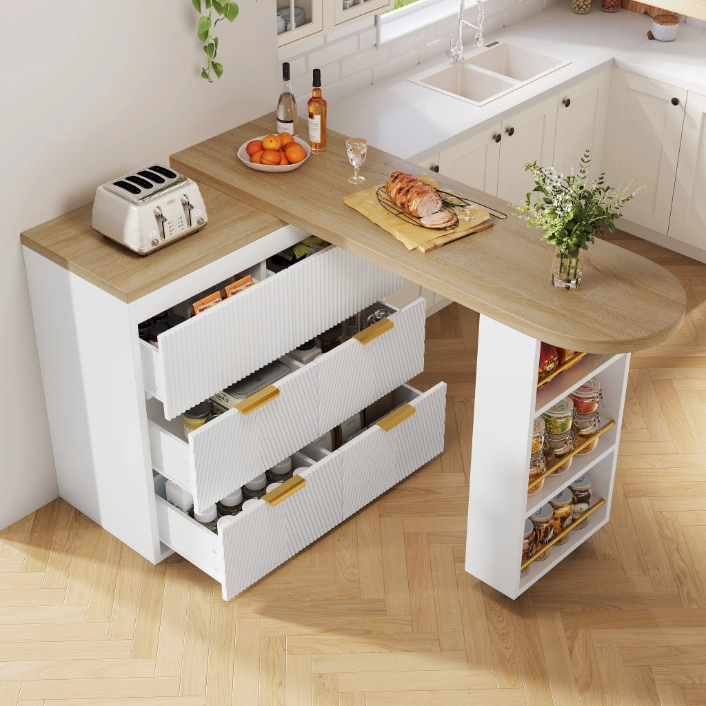 Tavolo Multifunzionale Girevole 360¡ã con Cassetti ¨C MINIMAL ¨C Piano Rotante, Bar, Scrivania, Cucina