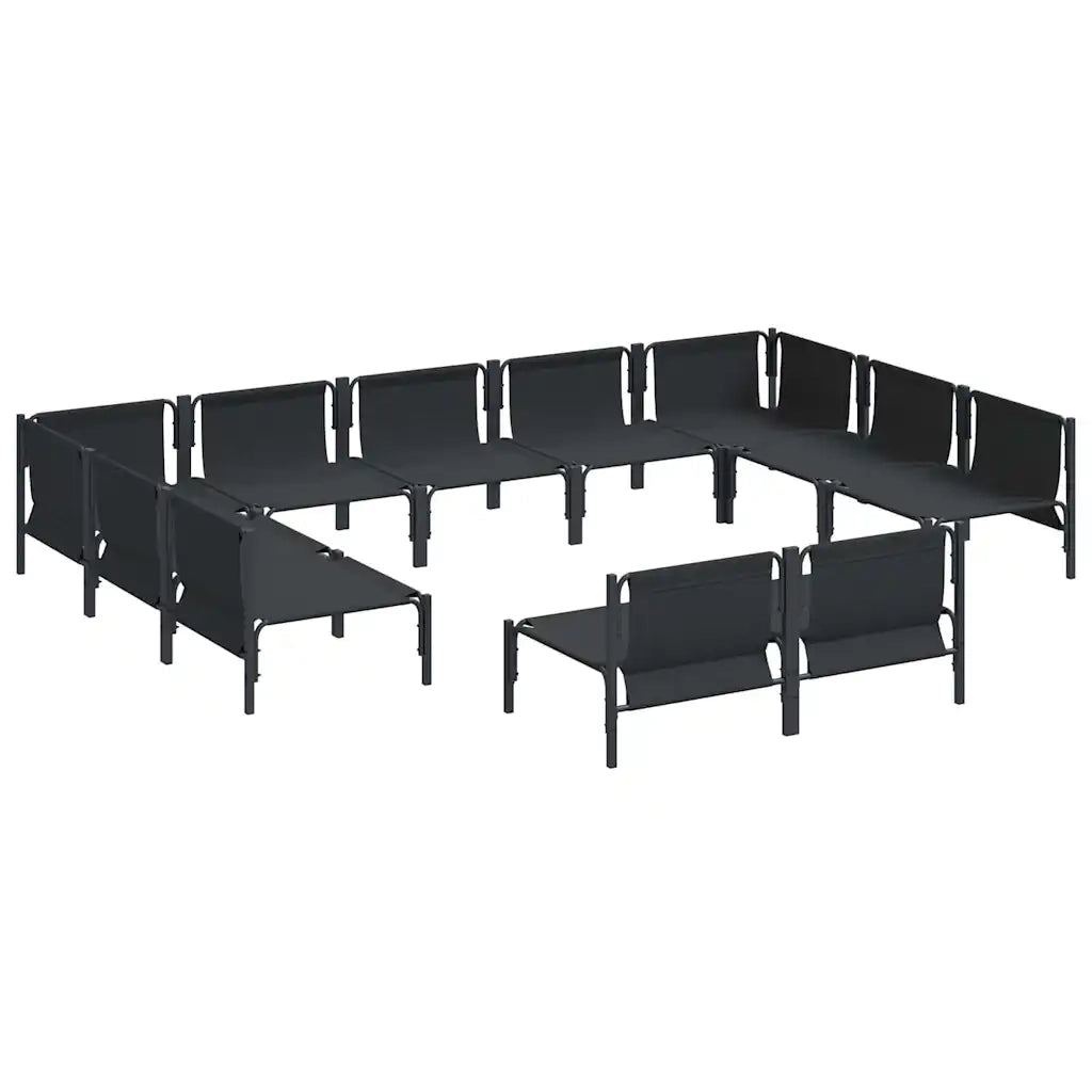 Set Divano da Giardino con cuscino 11 pcs Nero Acciaio 3379018