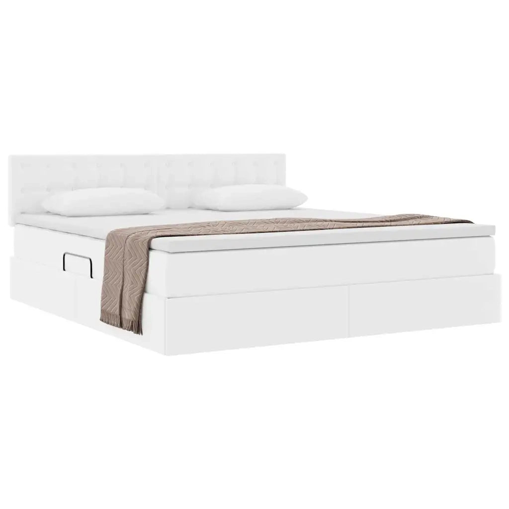 Letto con contenitore e materasso Bianco Puro 180 x 200 cm 3370406