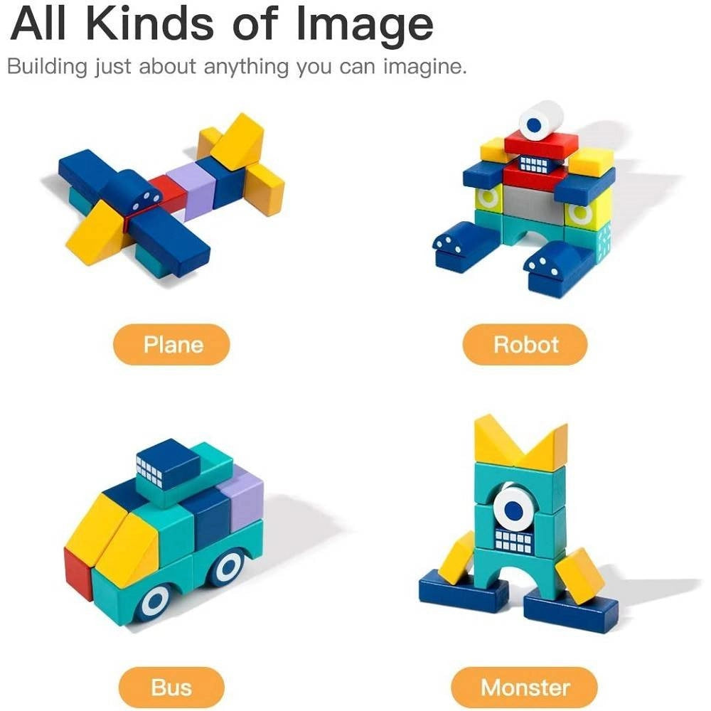 Trade Shop - Blocchi Colorati In Legno Costruzioni Building Blocks Per Bambini 3+ Anni -
