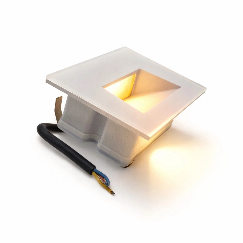 Faretto segnapasso LED bianco da esterno IP65 5W con vetro, luce CCT 3000K 4000K 6500K, incasso 503 per scale e giardino