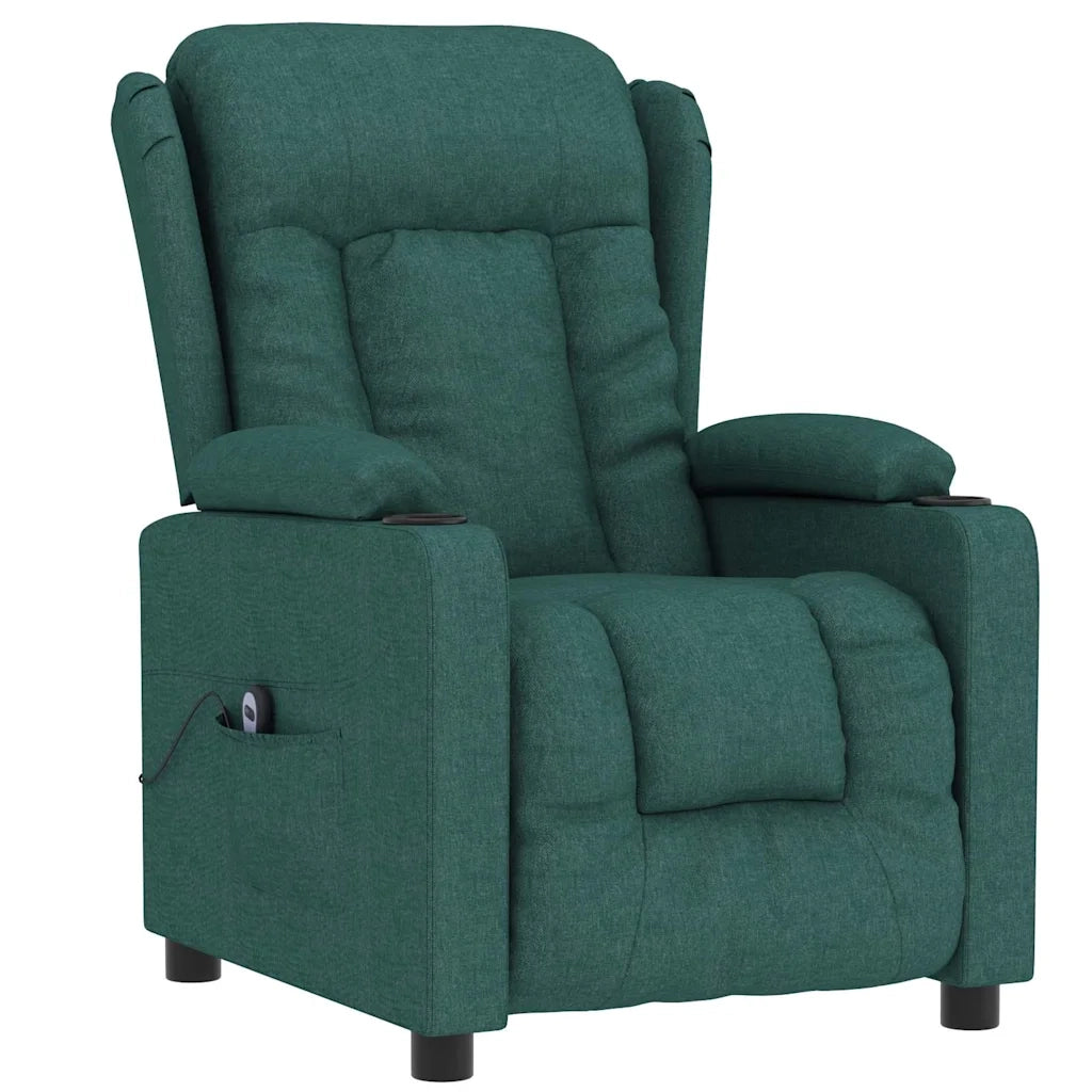 Poltrona Elettrica Reclinabile-Divano Sedia Verde Scuro in Tessuto 699539