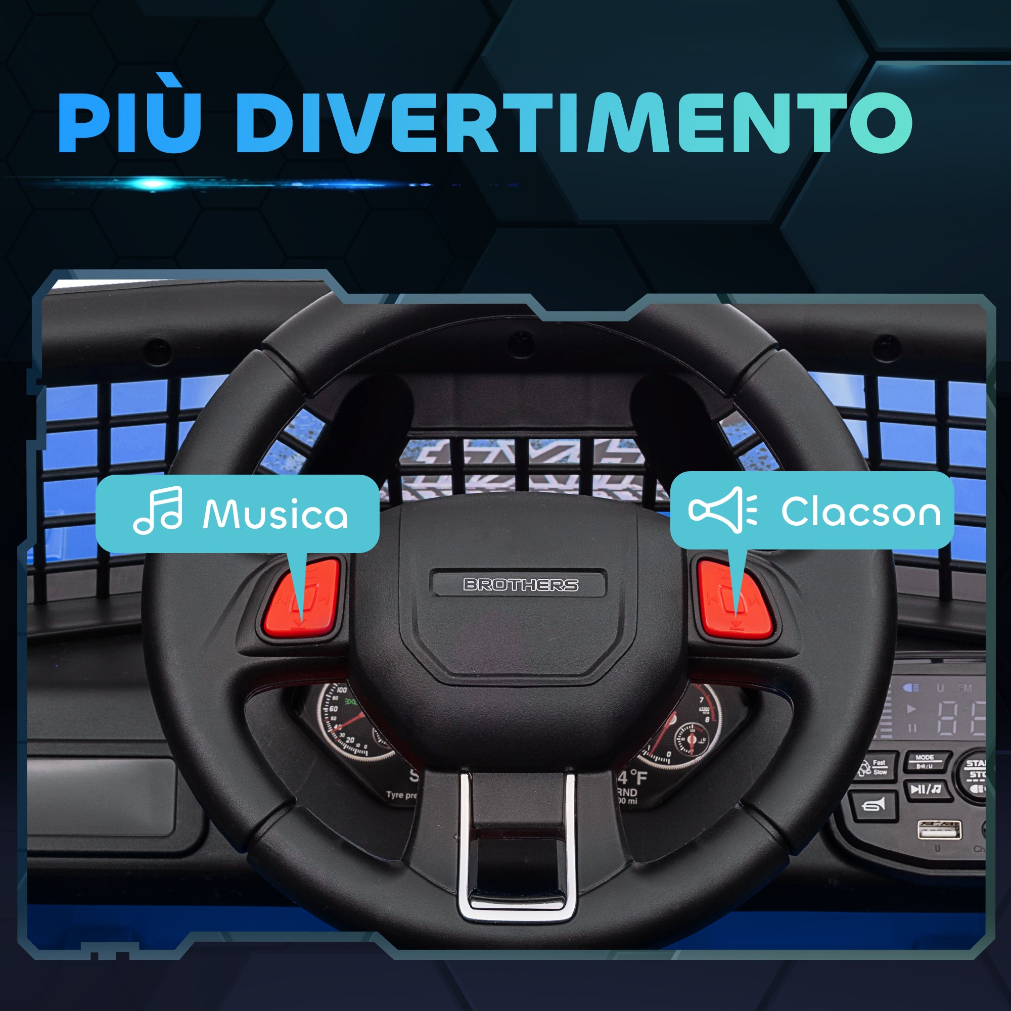 Macchina Elettrica Fuoristrada per Bambini  12V con Doppio Motore Telecomando e Luci Blu