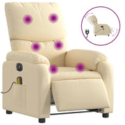 Poltrona Reclinabile Massaggiante | Sedia Relax Elettrica Crema in Tessuto