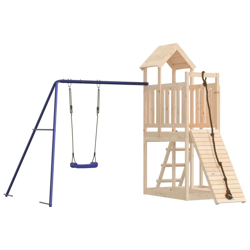 Altalena per parco giochi all'aperto scivolo altalena robusta giochi da giardino 286 x 248 x 214 cm legno di pino massiccio 02_0004734