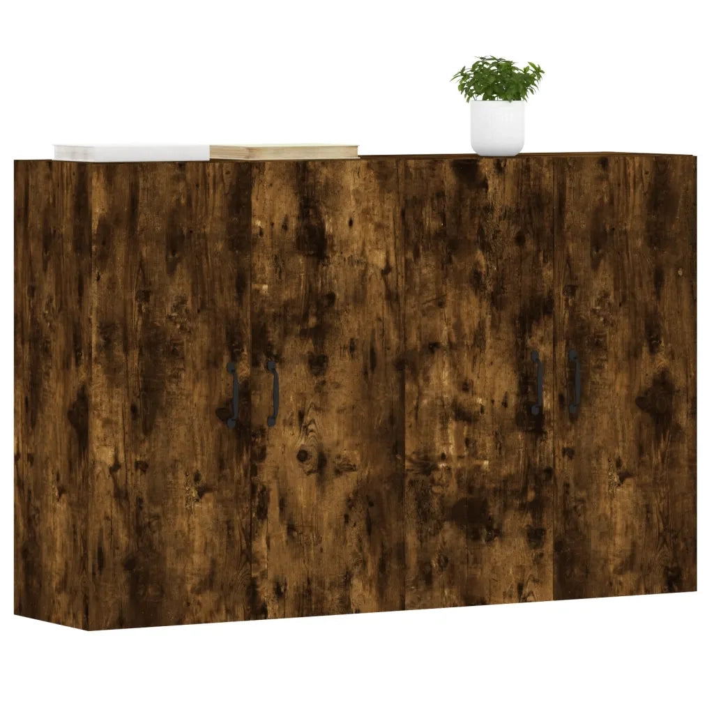 Armadietti a Parete 2 pz Rovere Fumo in Legno Multistrato 3197886