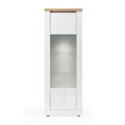 Vetrina SASHA – 1 porta e LED integrato – Bianco laccato e Rovere Cadiz