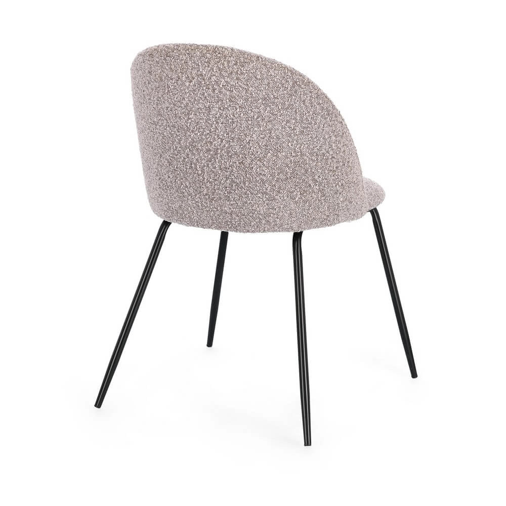 Set di 4 Sedie Imbottite in Tessuto Bouclé con Gambe in Acciaio Nero - GABRI